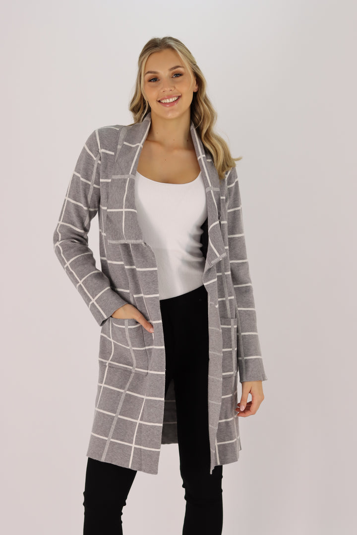 Cleo Knit Cardigan In Grey