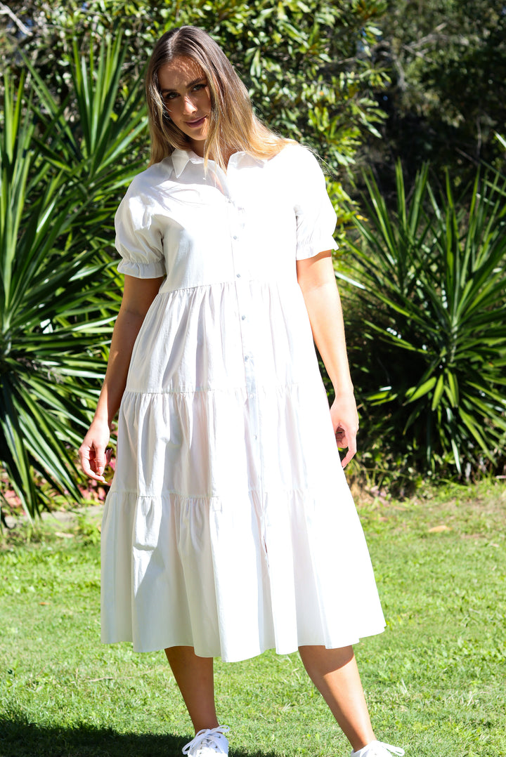 Emberly White Midi Dress