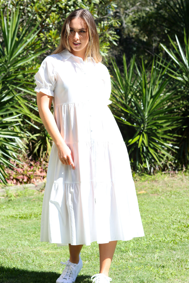 Emberly White Midi Dress