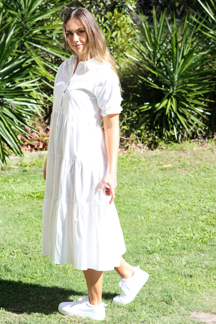 Emberly White Midi Dress