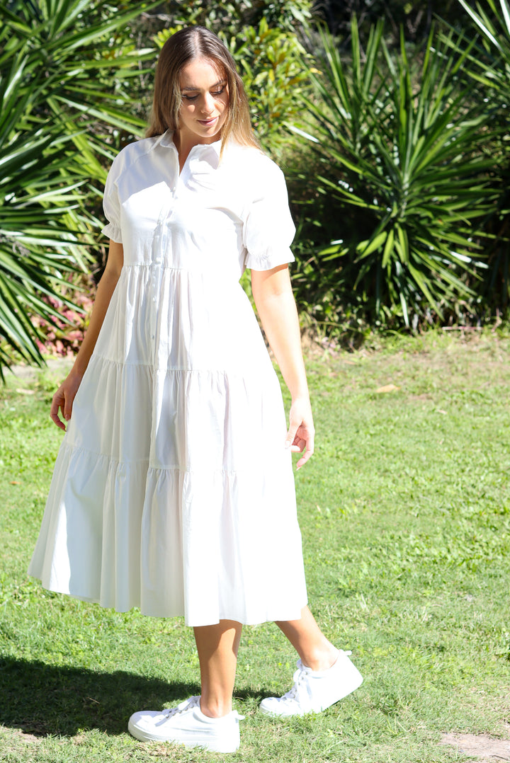 Emberly White Midi Dress