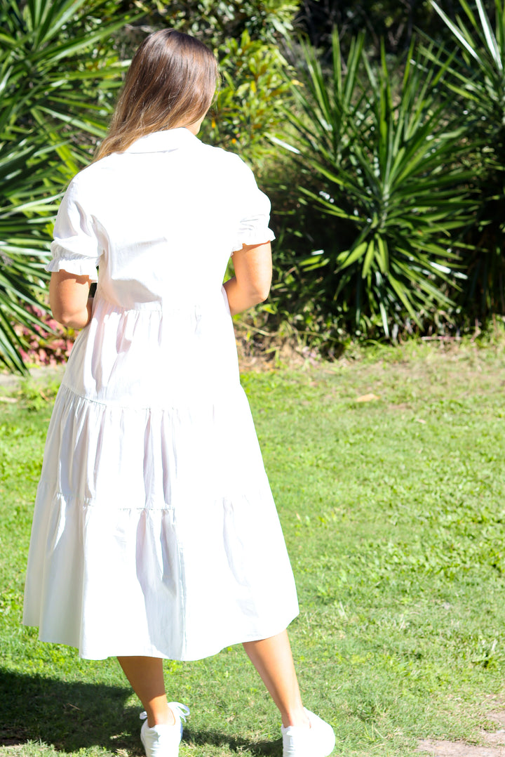 Emberly White Midi Dress