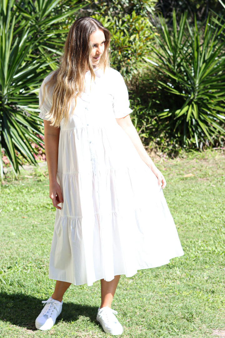 Emberly White Midi Dress