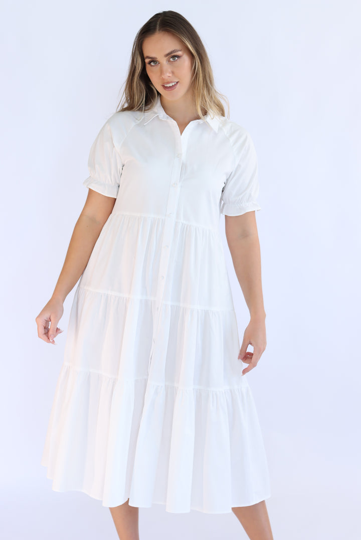 Emberly White Midi Dress