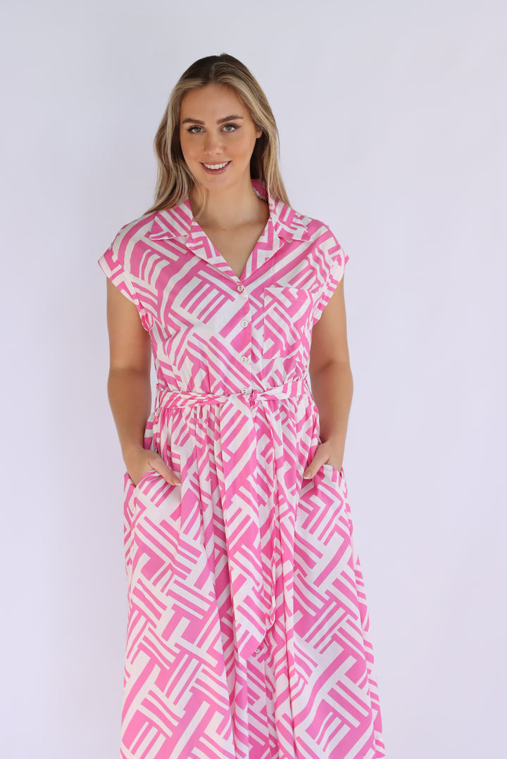 pink dress with pockets