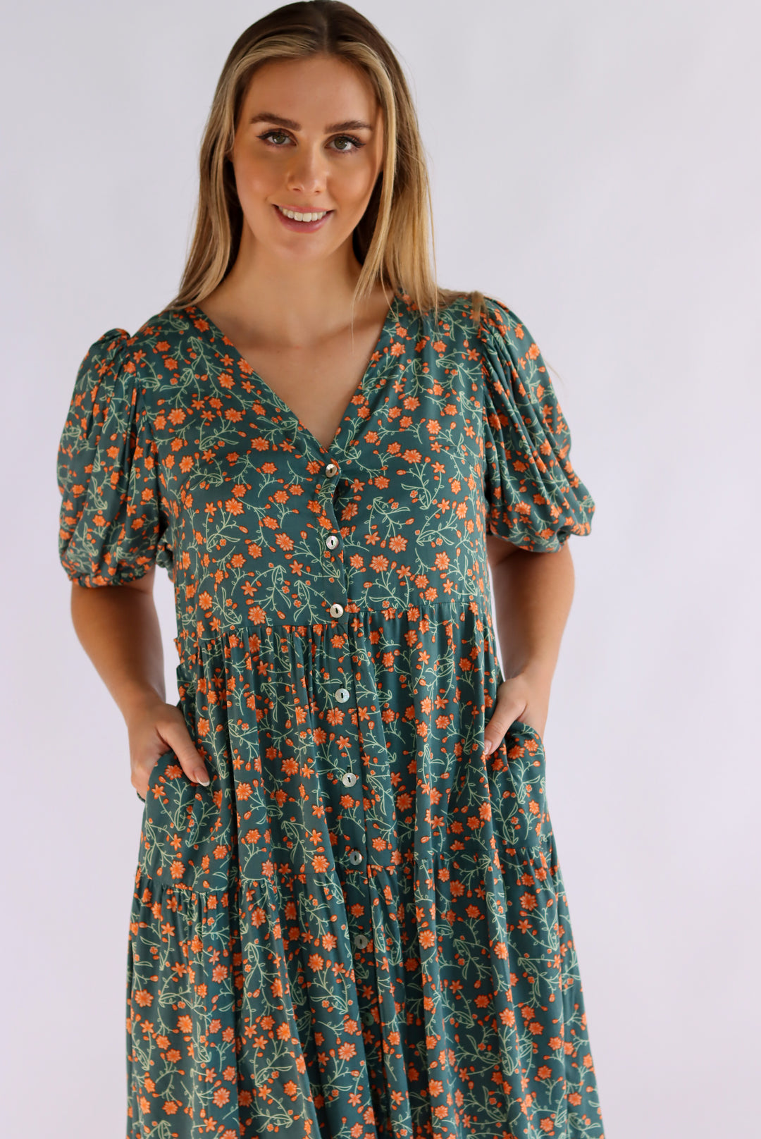 Lidya Floral Dress In  Green