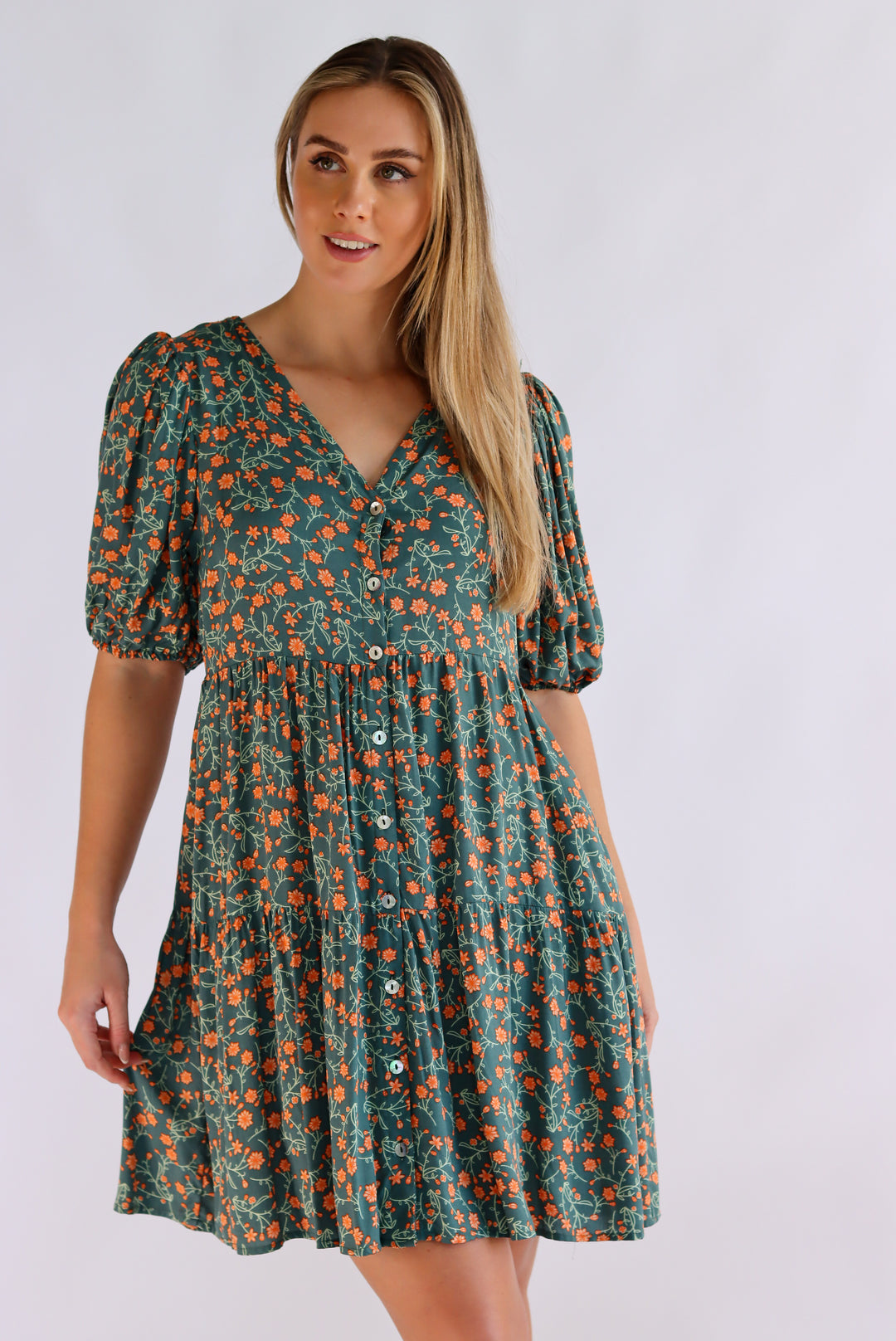 Lidya Floral Dress In  Green