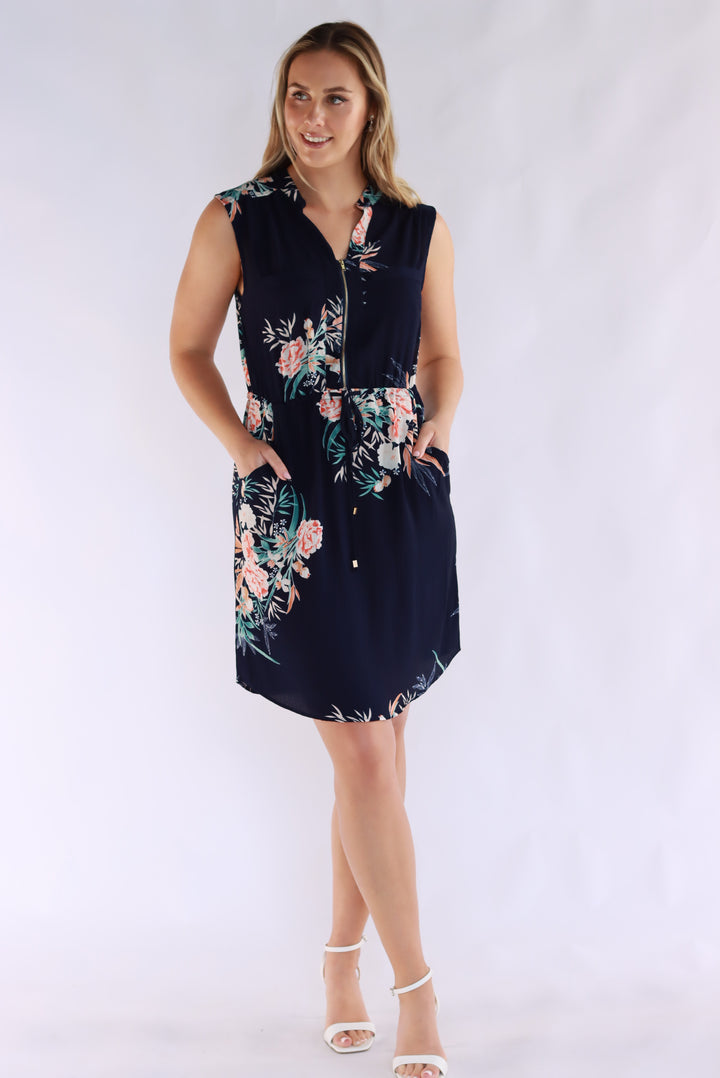 Kareena Knee Dress In Navy