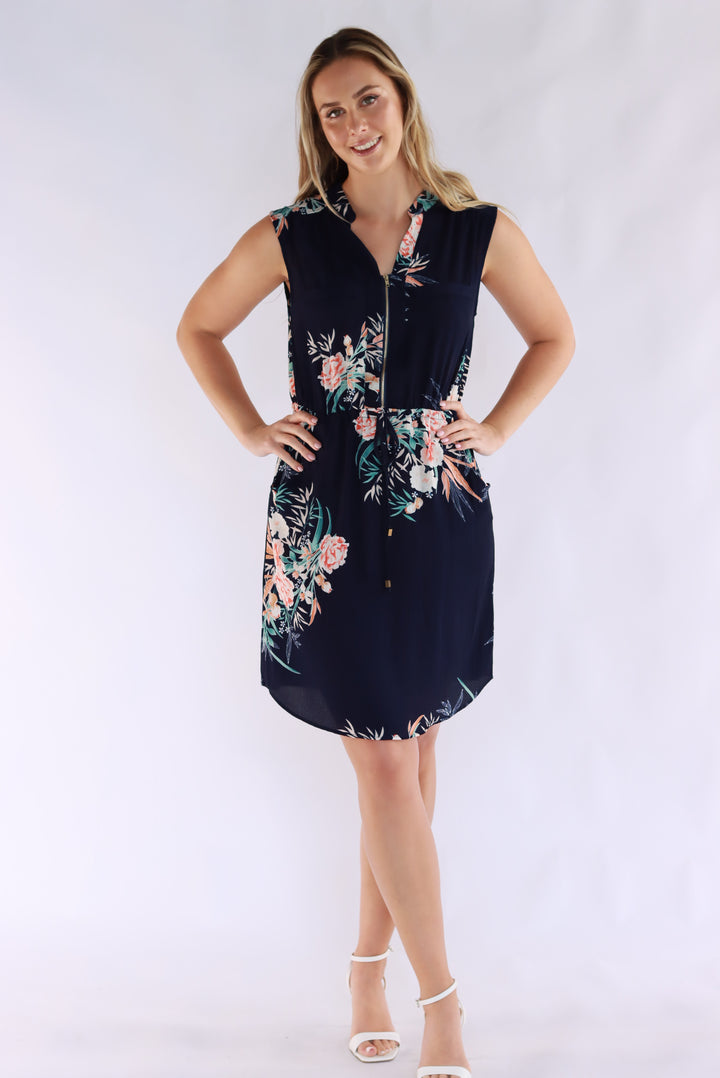 Kareena Knee Dress In Navy