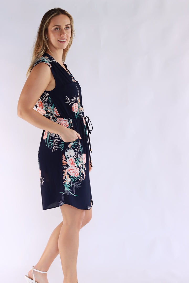 Kareena Knee Dress In Navy