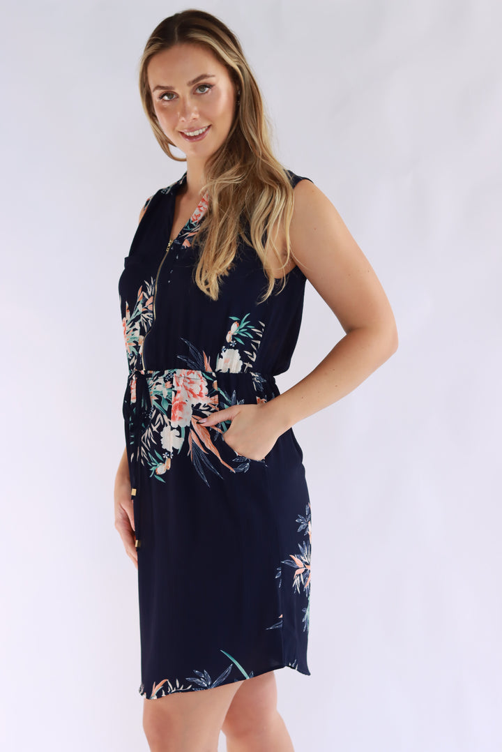 Kareena Knee Dress In Navy