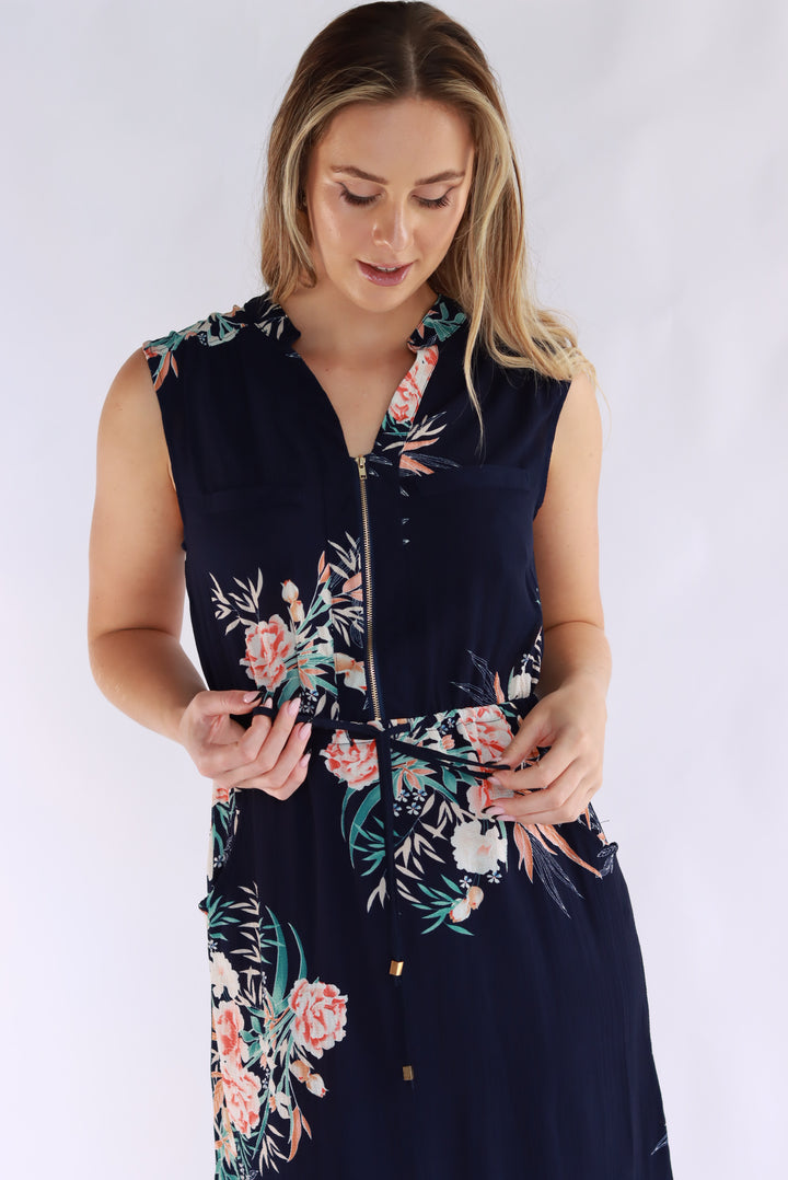 Kareena Knee Dress In Navy
