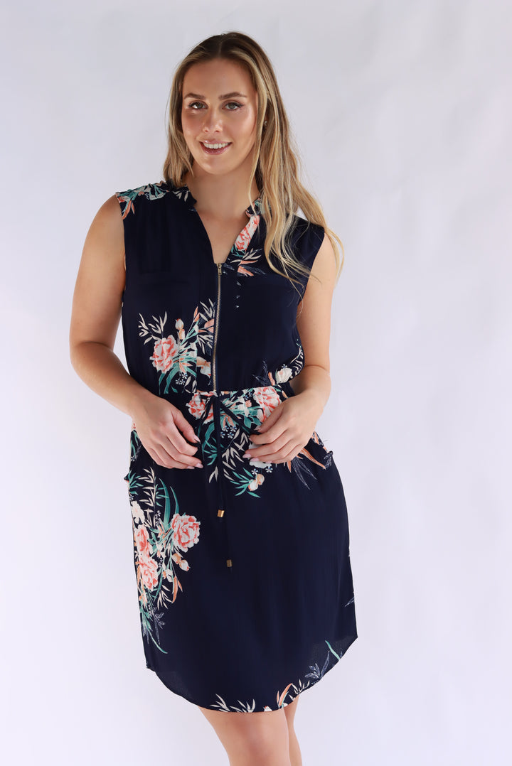 Kareena Knee Dress In Navy