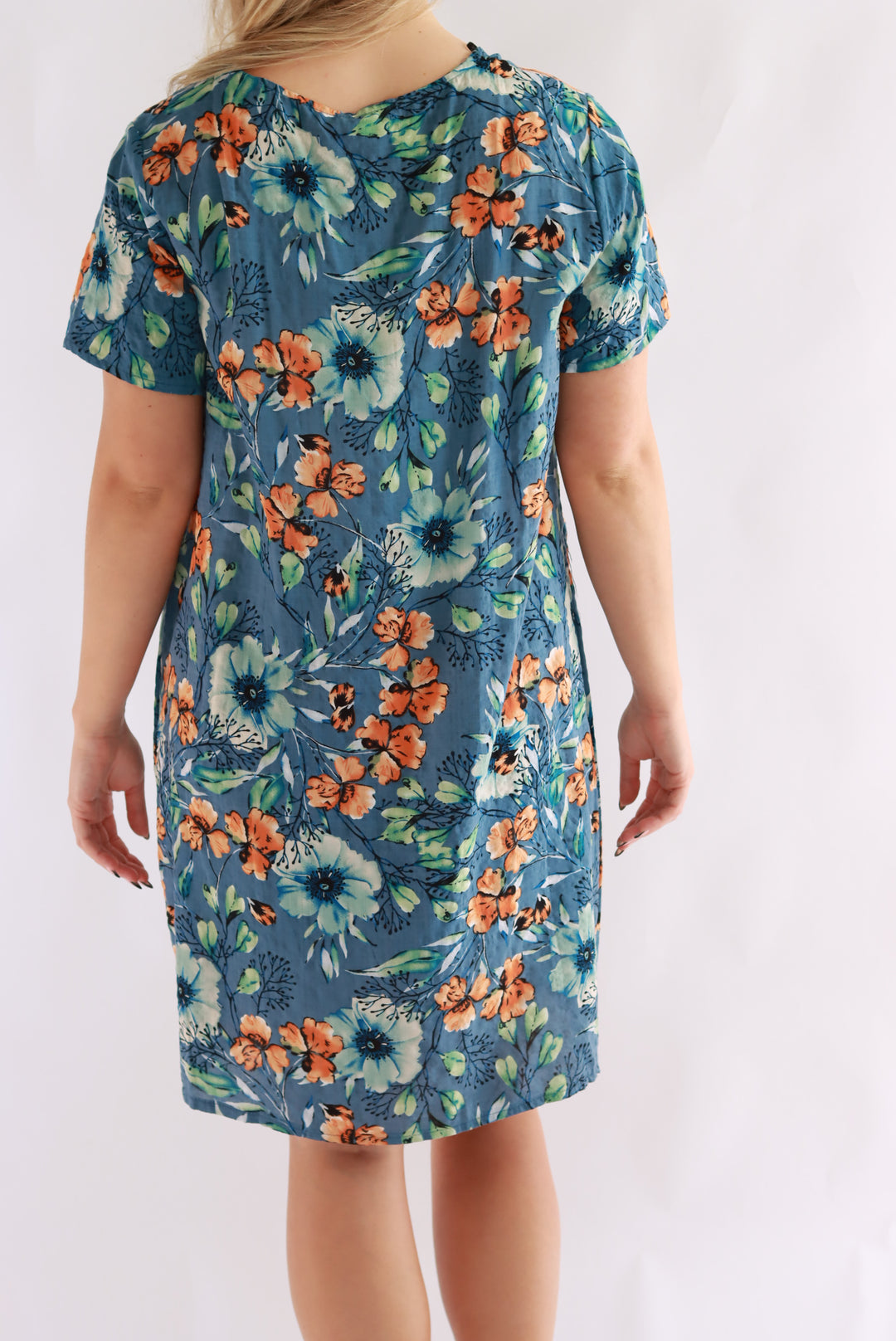 Princella Shift Dress In Blue Floral