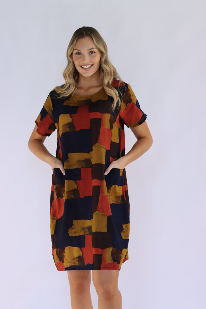 Kaima Abstract Print Shift Dress