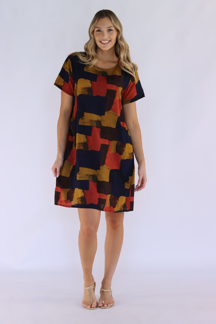 Kaima Abstract Print Shift Dress