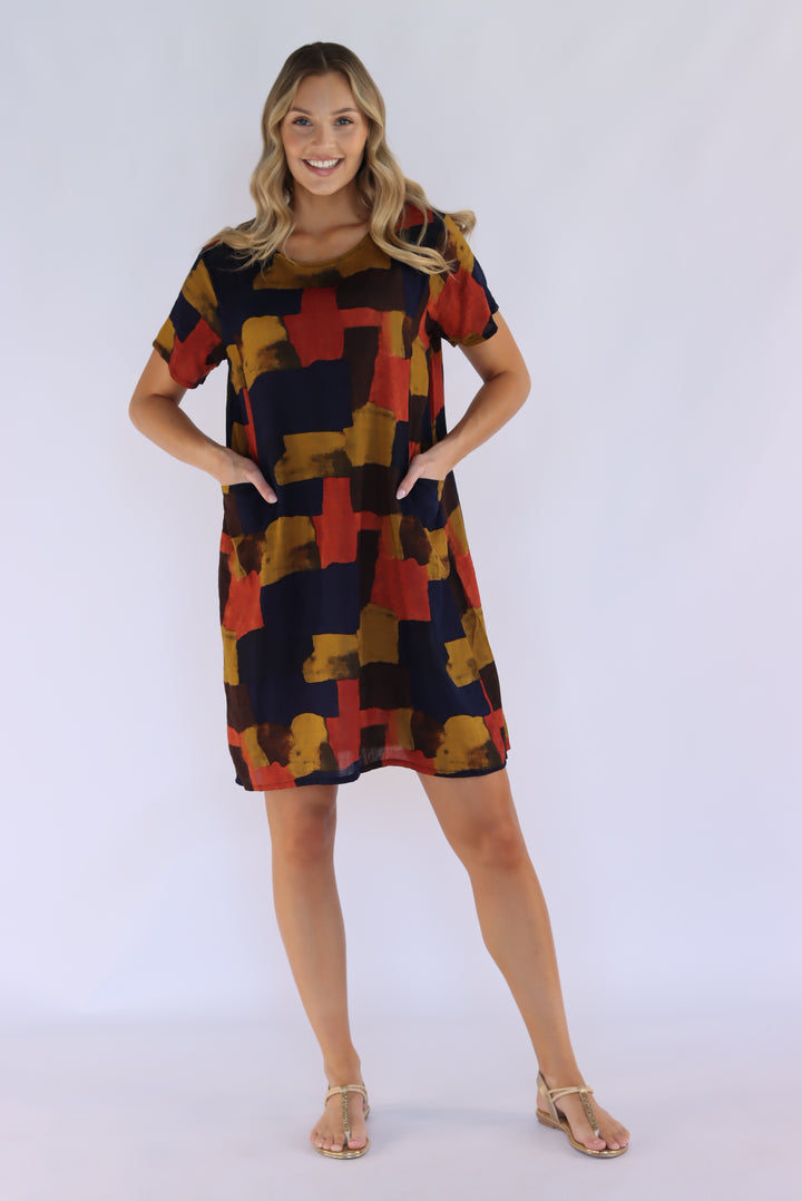 Kaima Abstract Print Shift Dress