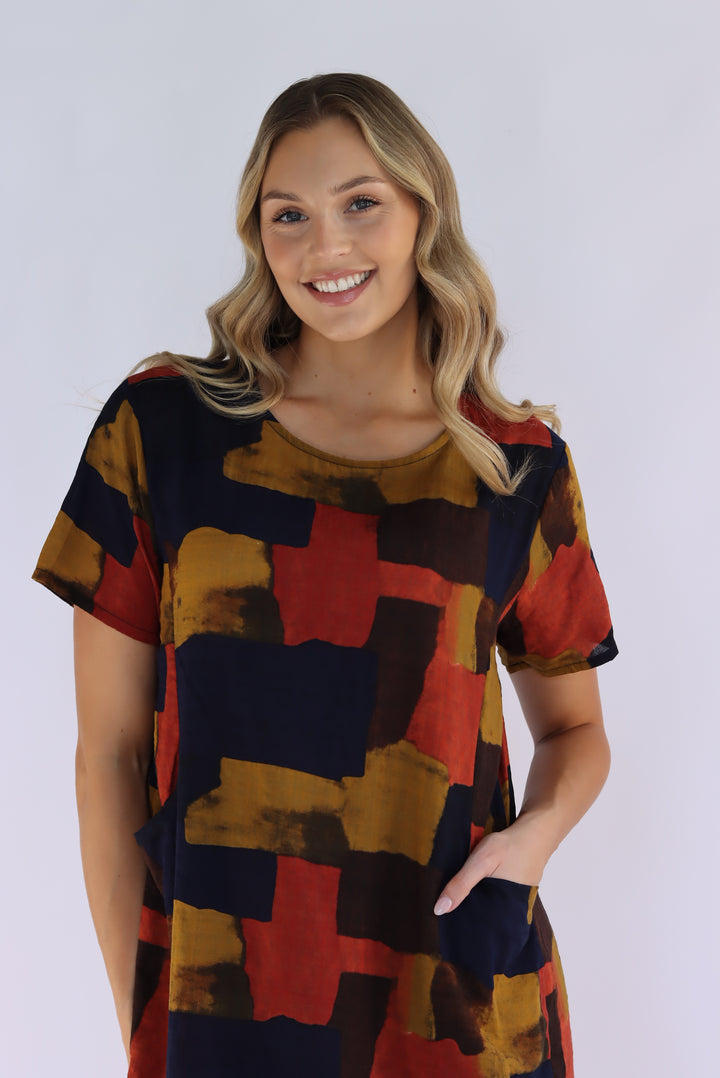 Kaima Abstract Print Shift Dress