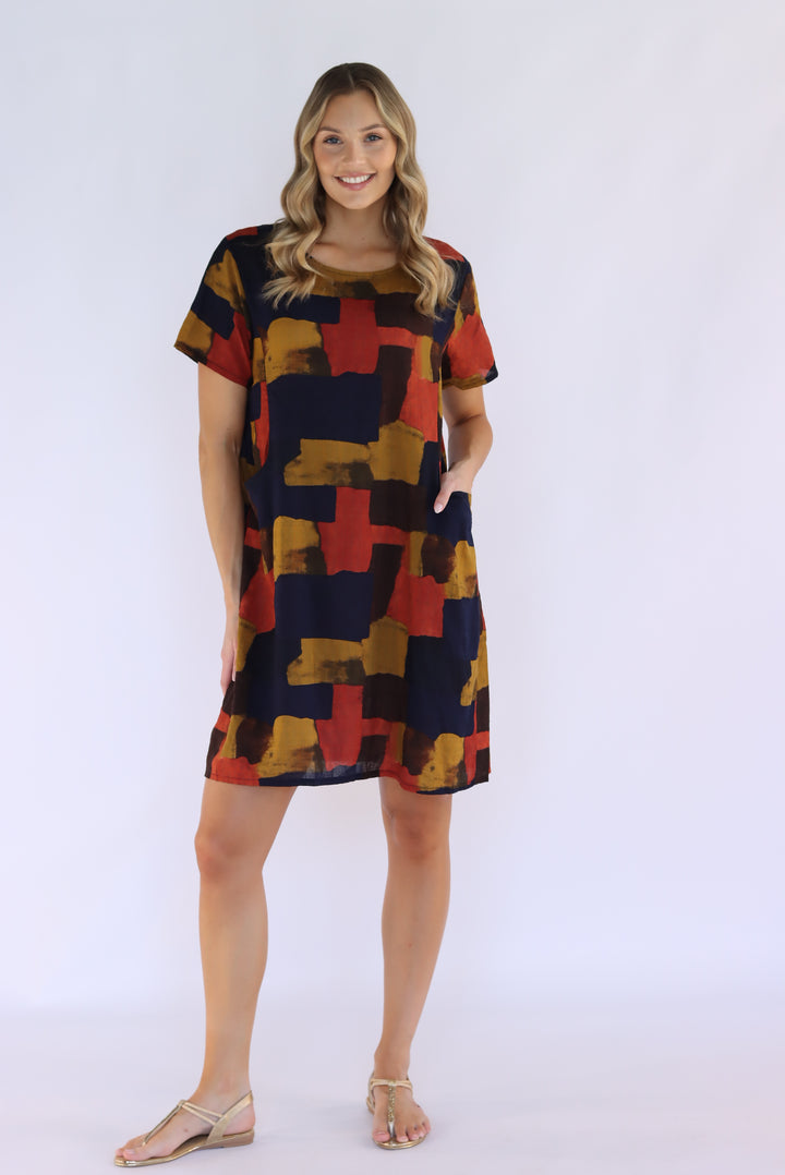 Kaima Abstract Print Shift Dress