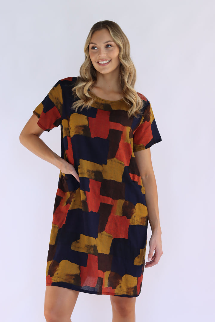 Kaima Abstract Print Shift Dress