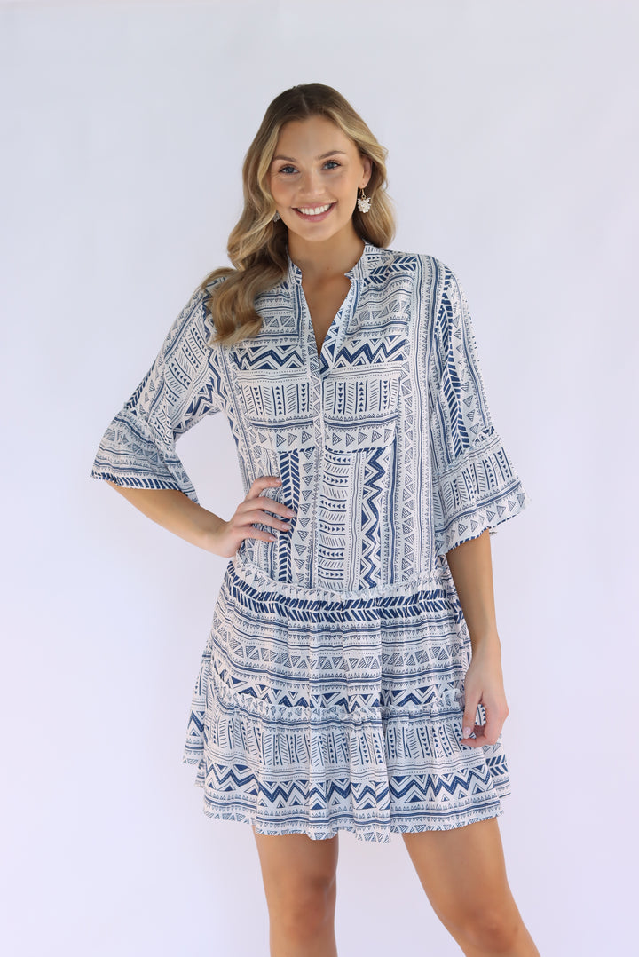 Tarana Flowy Dress In Blue