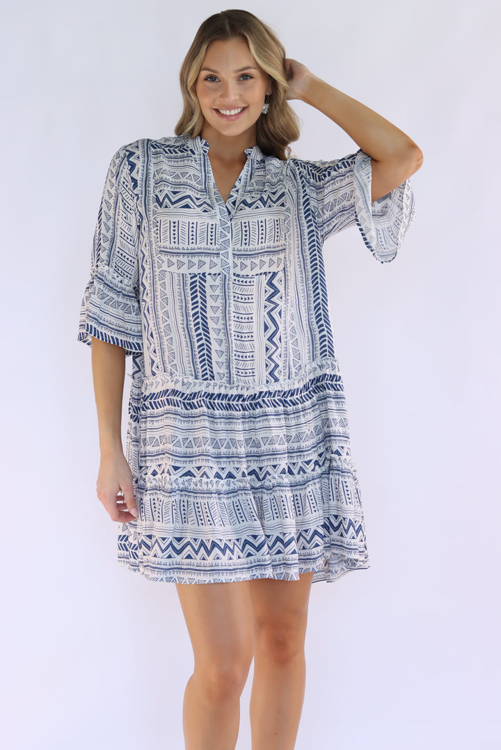 Tarana Flowy Dress In Blue