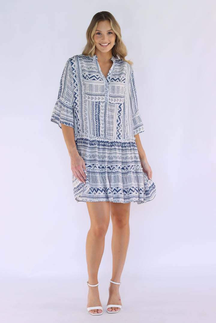 Tarana Flowy Dress In Blue