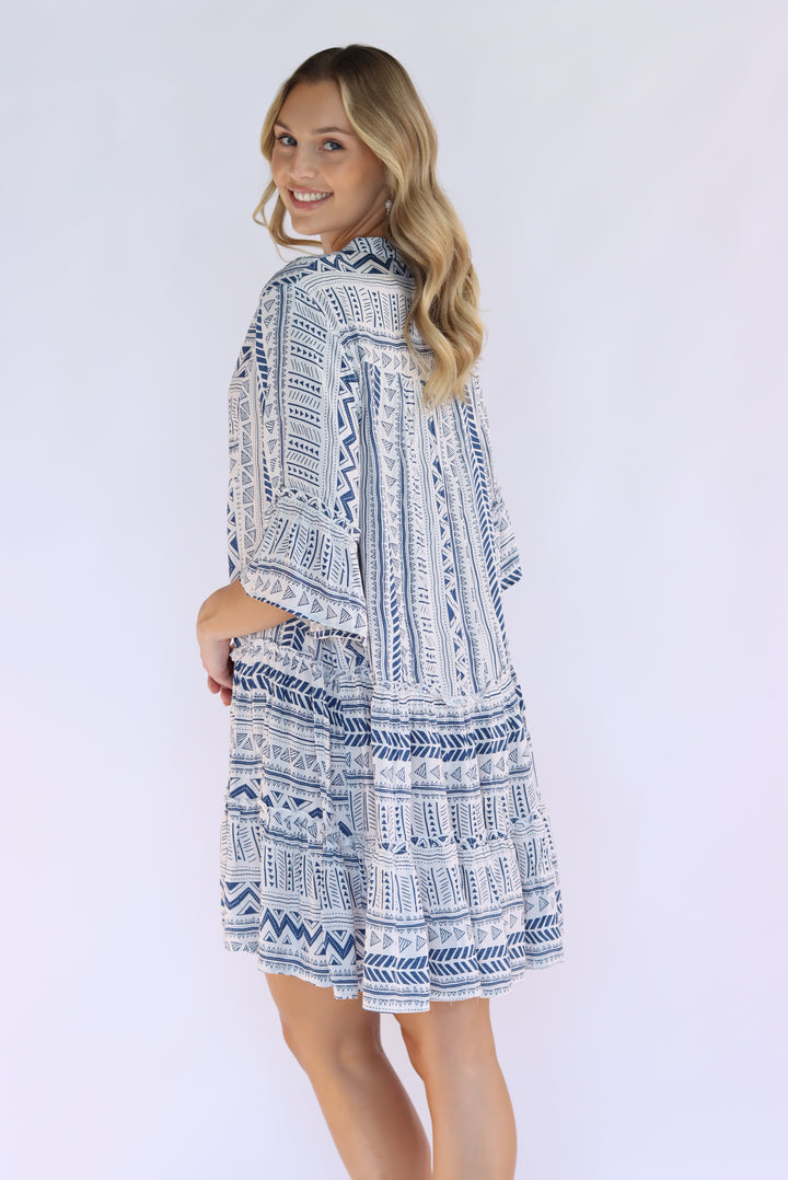 Tarana Flowy Dress In Blue