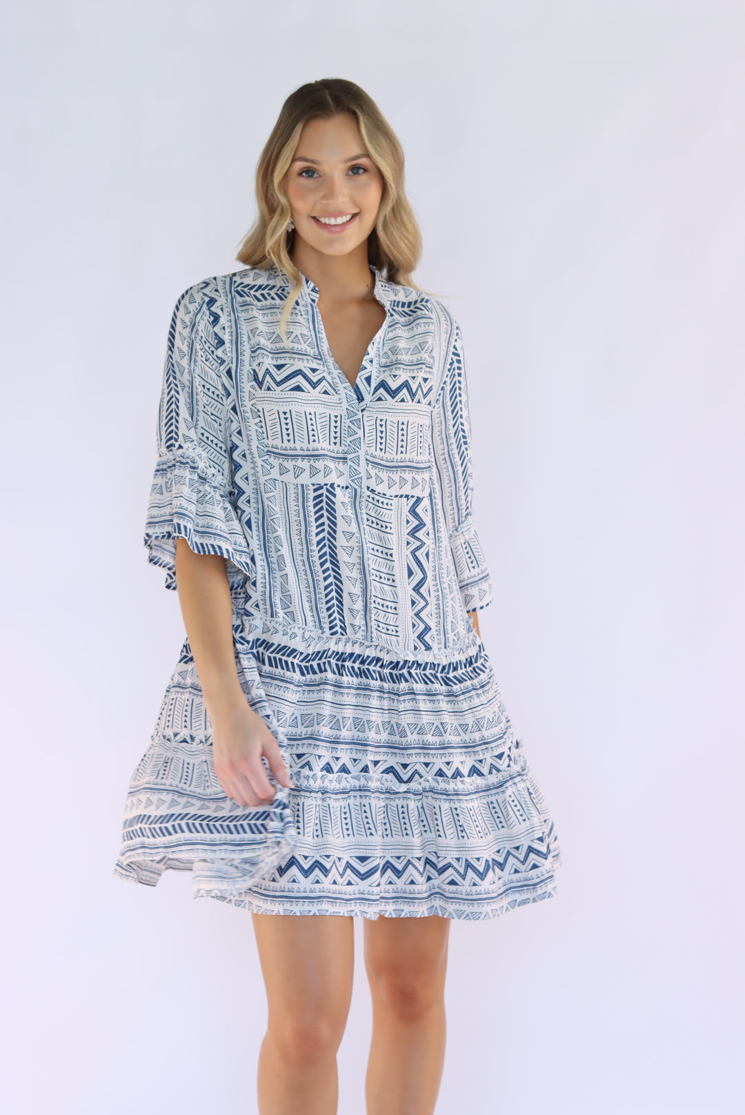 Tarana Flowy Dress In Blue