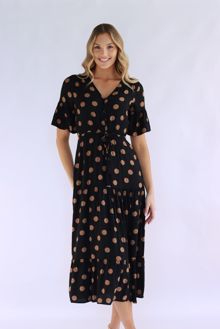 Jovinelle Polka Dot Midi Dress
