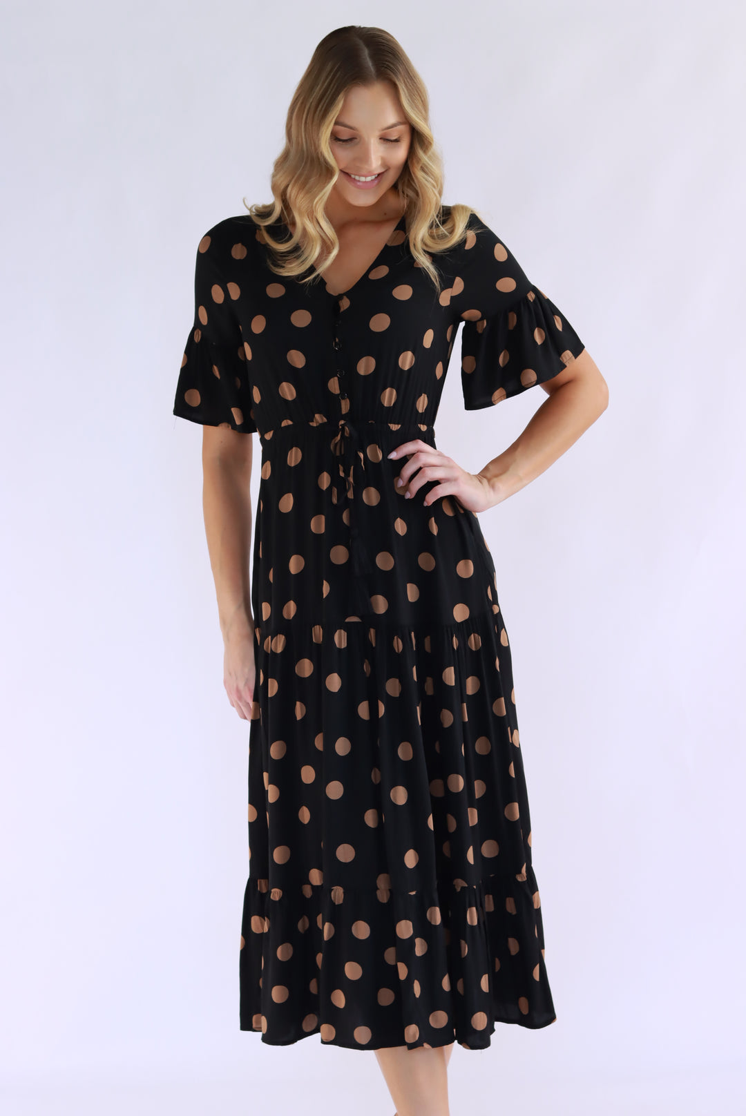 Jovinelle Polka Dot Midi Dress