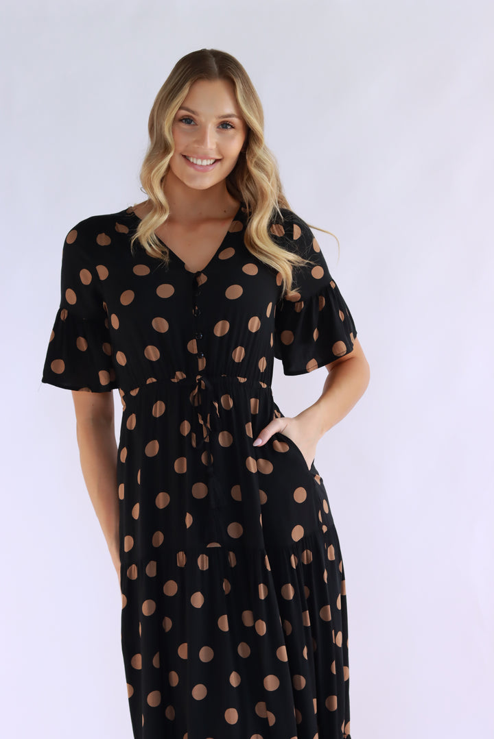 Jovinelle Polka Dot Midi Dress