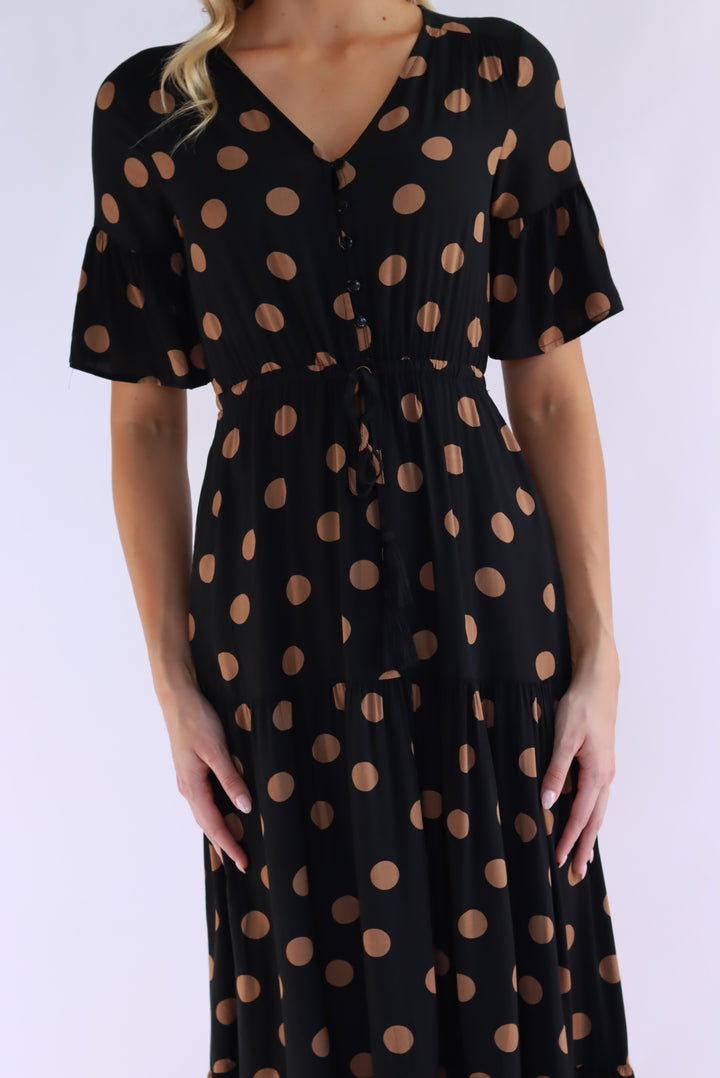 Jovinelle Polka Dot Midi Dress