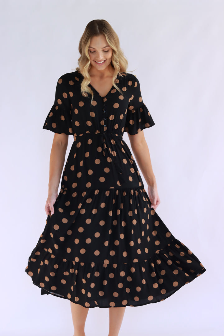 Jovinelle Polka Dot Midi Dress