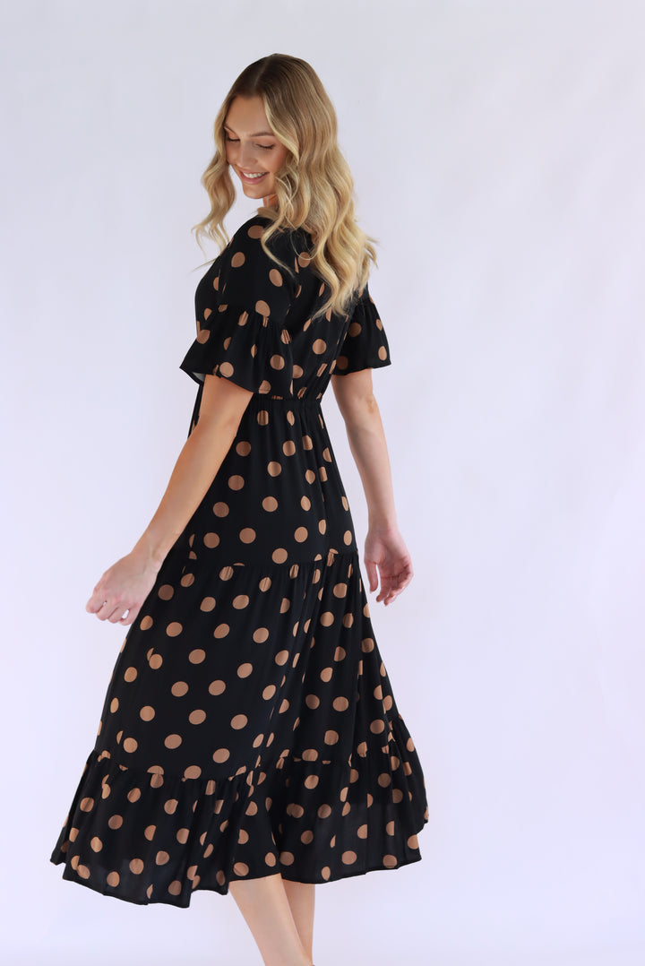 Jovinelle Polka Dot Midi Dress