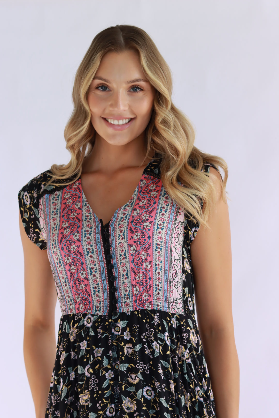Thalia Boho Maxi Dress In Black