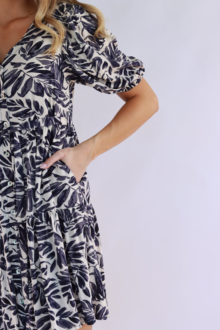 Zarina Dress Front Buttons with Side Pockets