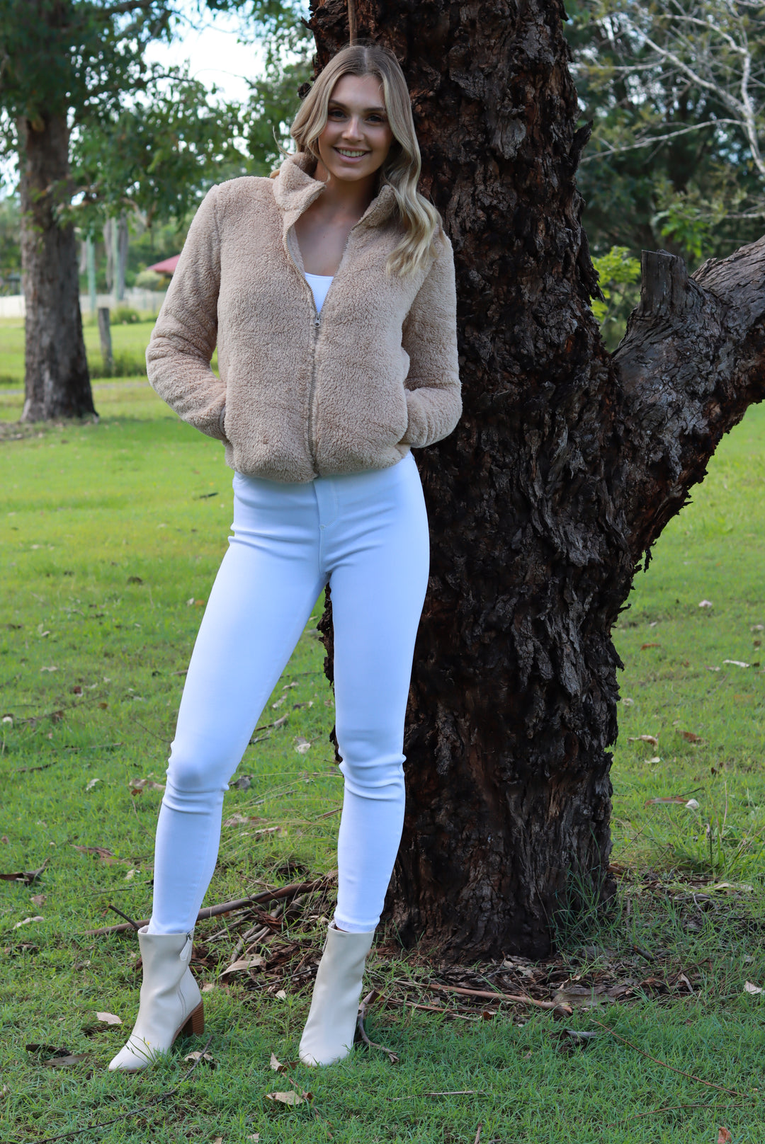 Damon Fur Jacket In Beige