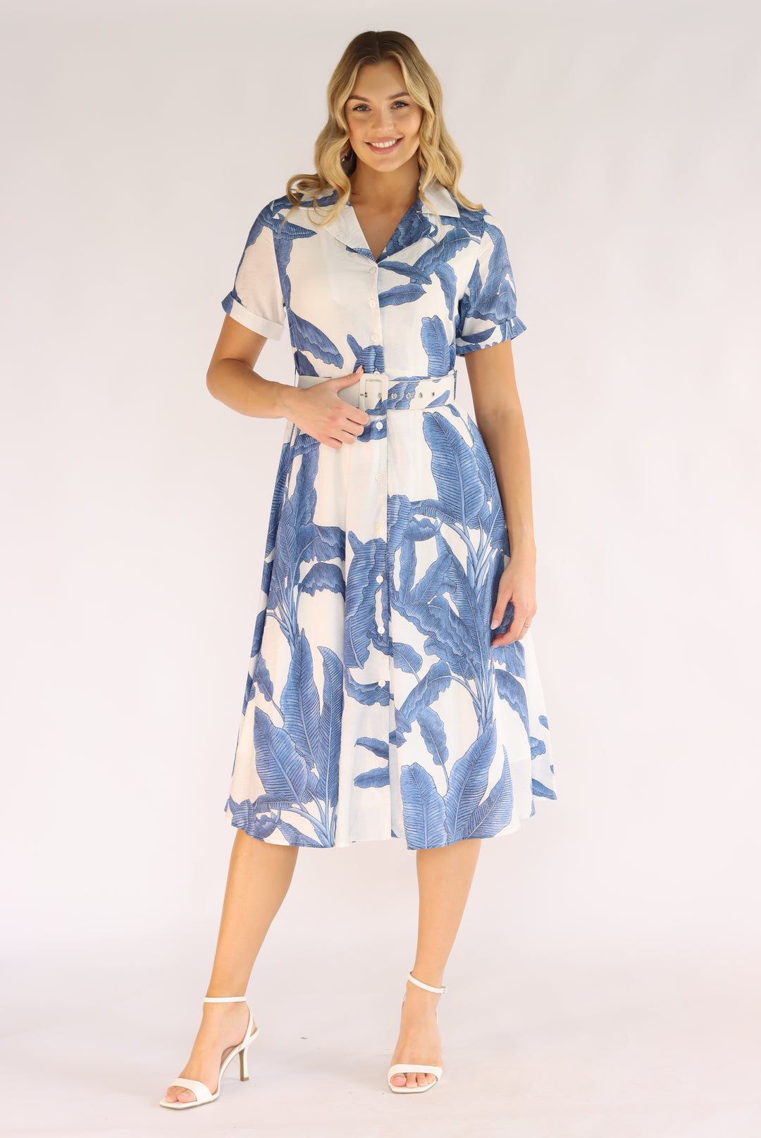 Foresta White Blue Midi Dress