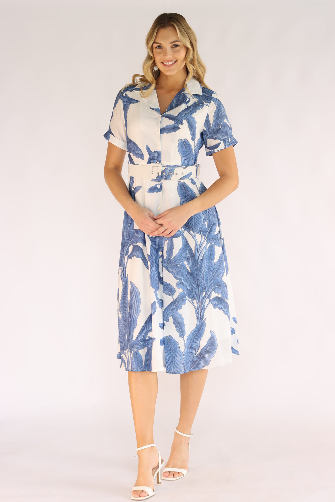 Foresta White Blue Midi Dress