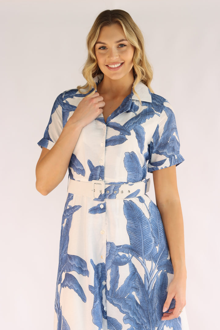 Foresta White Blue Midi Dress