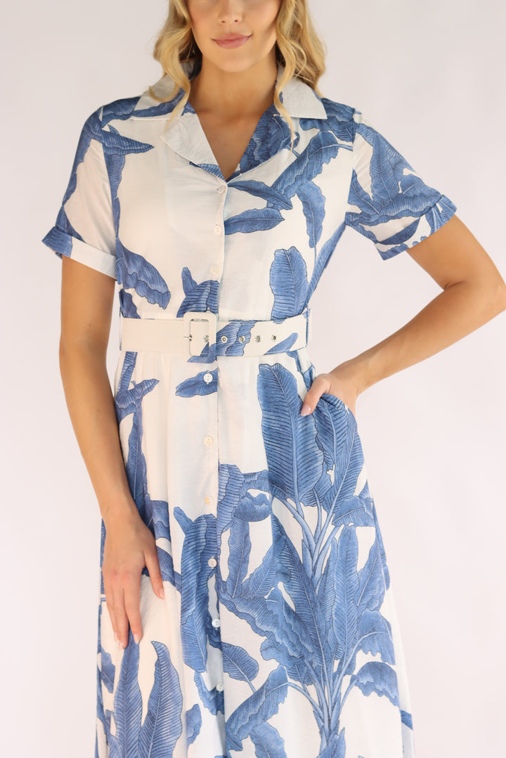 Foresta White Blue Midi Dress