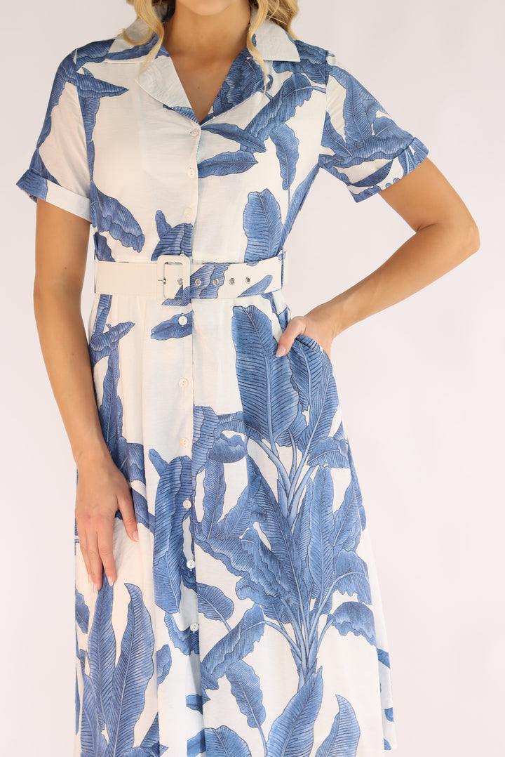 Foresta White Blue Midi Dress
