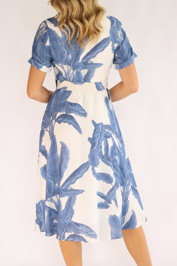Foresta White Blue Midi Dress