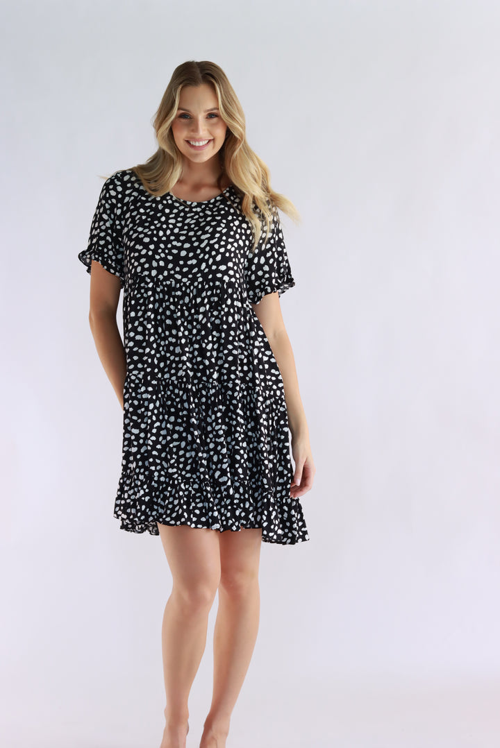 Tully Leopard Print Dress In Black