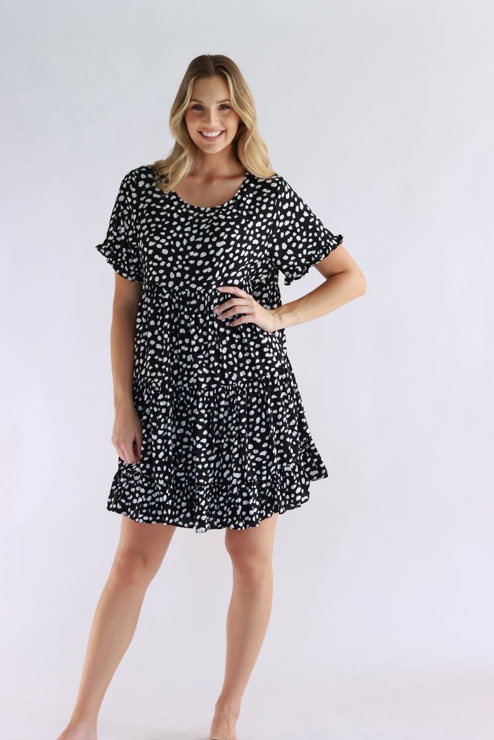 Tully Leopard Print Dress In Black