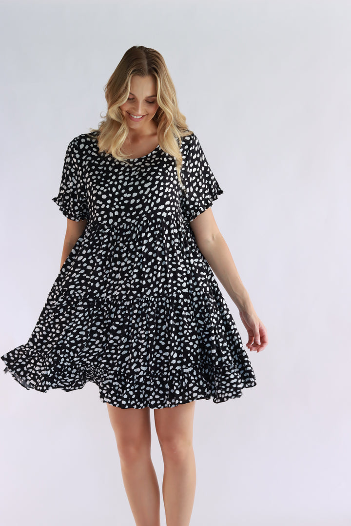 Tully Leopard Print Dress In Black