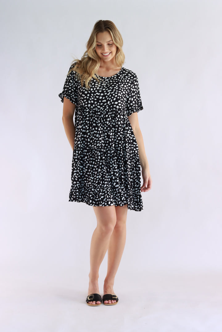 Tully Leopard Print Dress In Black