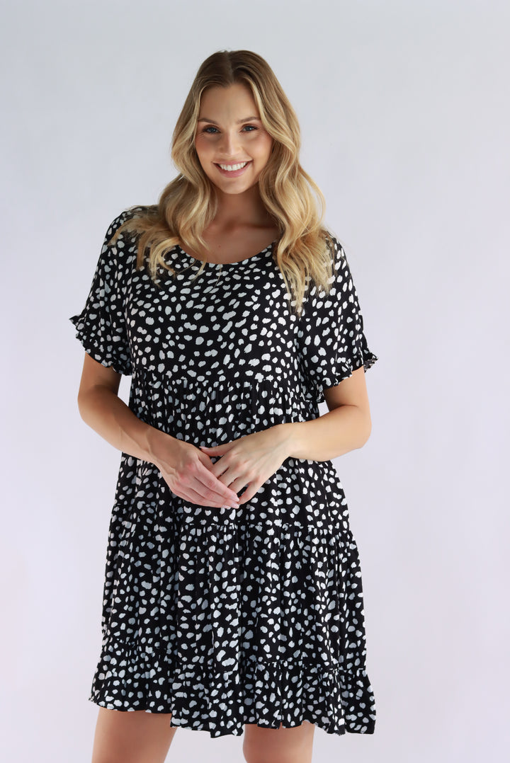 Tully Leopard Print Dress In Black