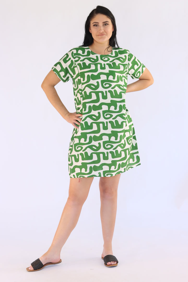 Oriana Abstract Print Shift Dress